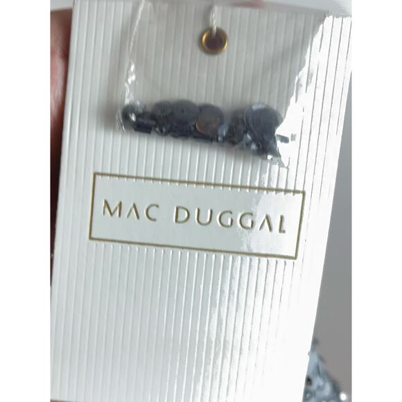 B69 Mac Duggal Sequin Midi Sheath Dress Womens 12 Gray Sleeveless Wedding Guest - Picture 9 of 11